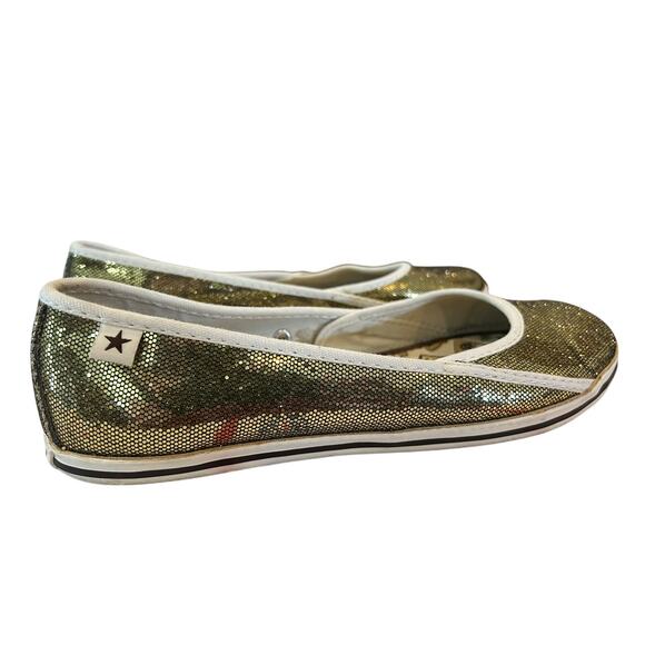 Converse Gold Glitter Slip Ons Skull Insole 6 - Picture 1 of 4